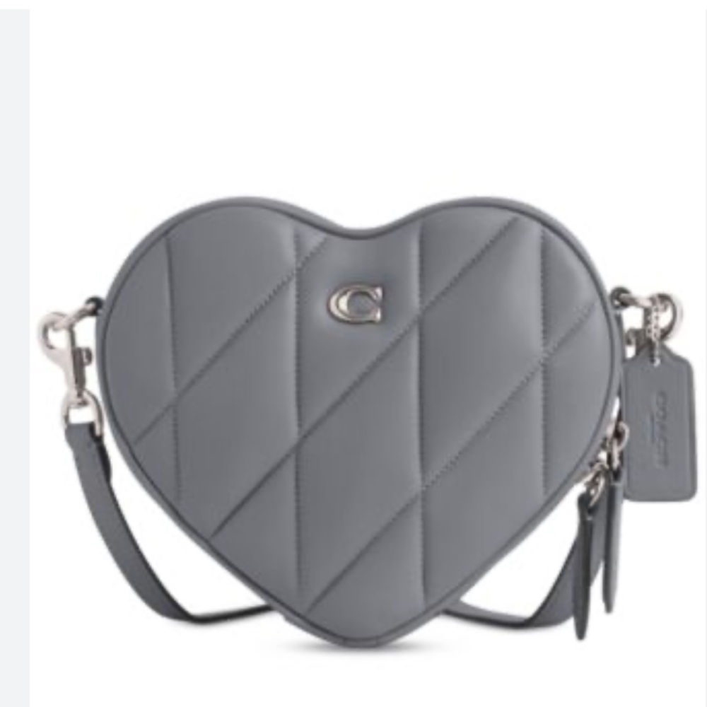 Coach Heart Crossbody With Quilting in Grey Blue NWT